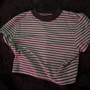 Disturbia Striped Cropped Tee